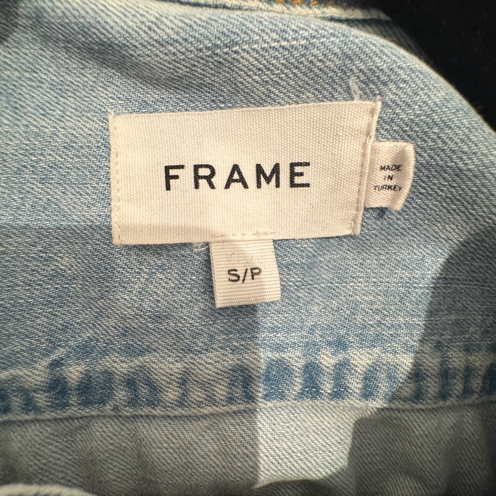 Frame Rosette Puff Sleeve Denim Shirt Dress Small - Picture 6 of 6